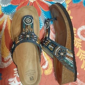 Women's spring thong sandal, navy leather, size 9M